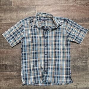 Patagonia Blue and White Plaid Men's Shirt